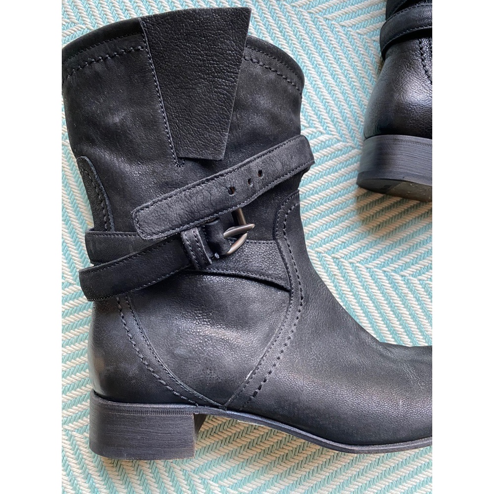 PRADA Black Leather Moto Style Ankle Boots - Picture 15 of 16